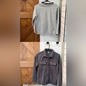 Fleece pullover hoodie and fleece button down